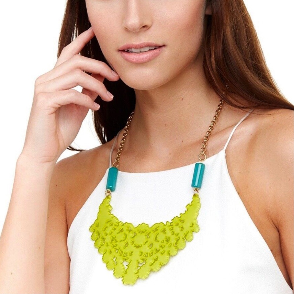 Zenzii Resin Necklace Chartreuse/Turquoise, NWT